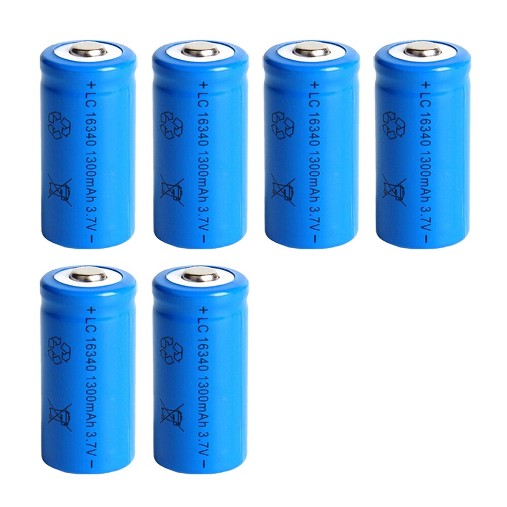 16340 3,7 V 1300mAh Li-ion batería recargable CR123A para linterna LED cargador de pared de viaje para batería 16340 CR123A 1-20 Uds.: 6pcs