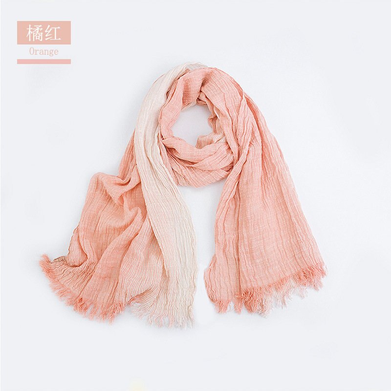 Unisex Men Women Ombre Shawl Spring Summer Cotton Blend Gradient Scarves Hijab Casual Male Scarves Crinkle Global Scarf YG367: YG36704