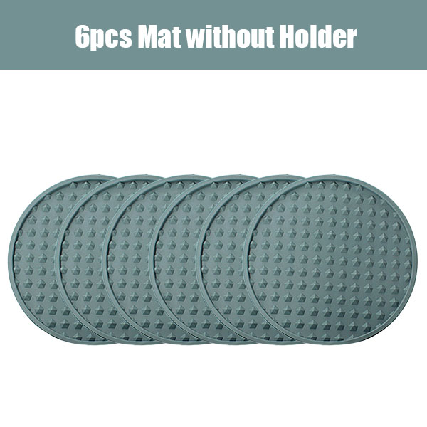Posavasos de silicona para bebidas con soporte, tapete para secar platos y tazas resistente al calor, protección de mesa, posavasos antideslizantes para bebidas, 6/7 Uds.: Azul