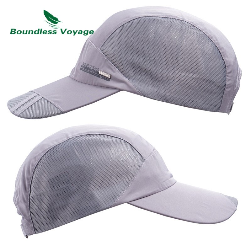 Grenzeloze Voyage Sneldrogende Sport Hoed Lichtgewicht Ademend Zacht Outdoor Run Cap Waterdichte Hoofddeksels BVH06: gray