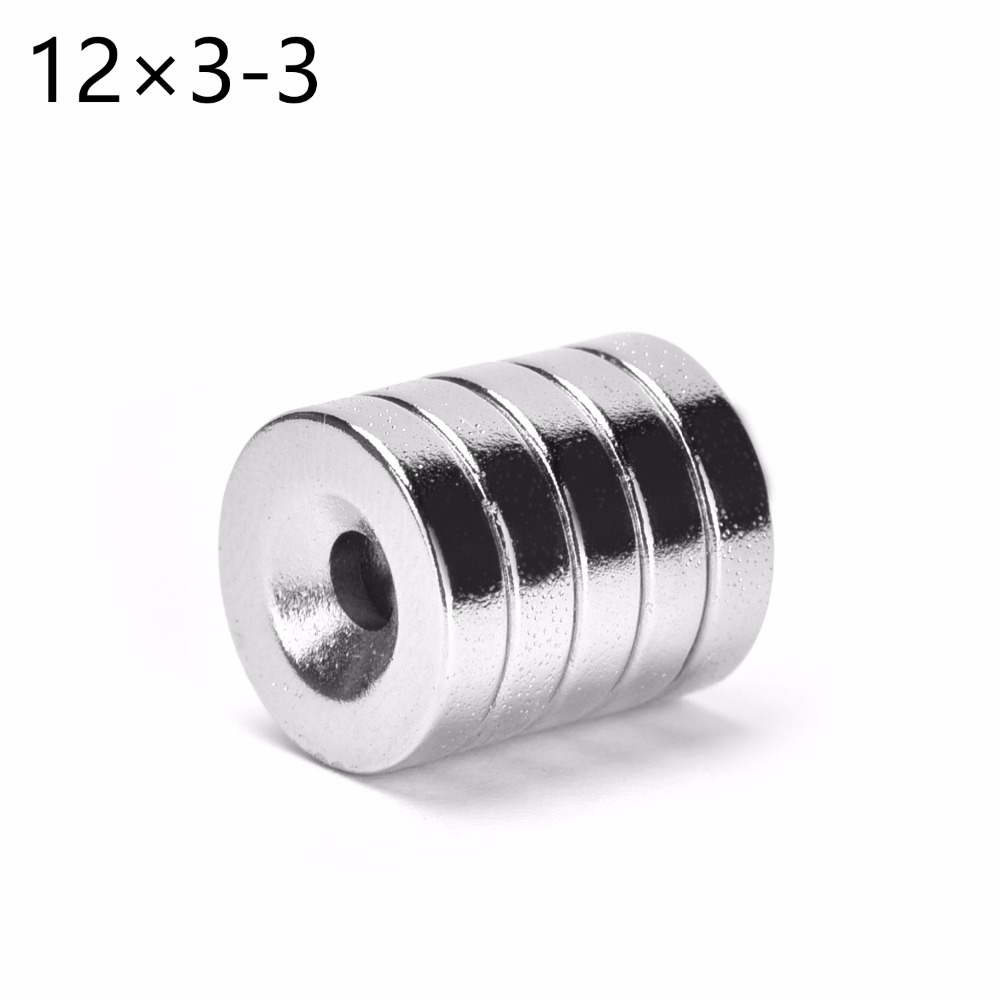 Lot 100 stks 12*3 12x3 Sterke Ring Verzonken Magneten 12mm x 3mm Gat 3mm Zeldzame Aarde Neodymium 12*3-3mm