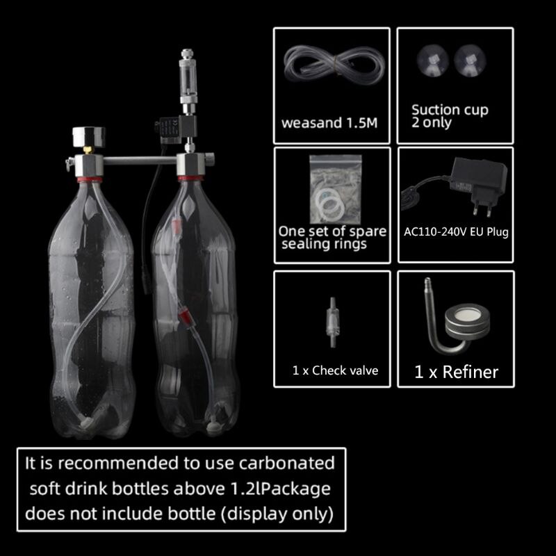 Aquarium DIY CO2 System Generator Kit Bubble Counter Plants Diffuser with Solenoid Valve Fish Tank Regulator Accessory: EU-E