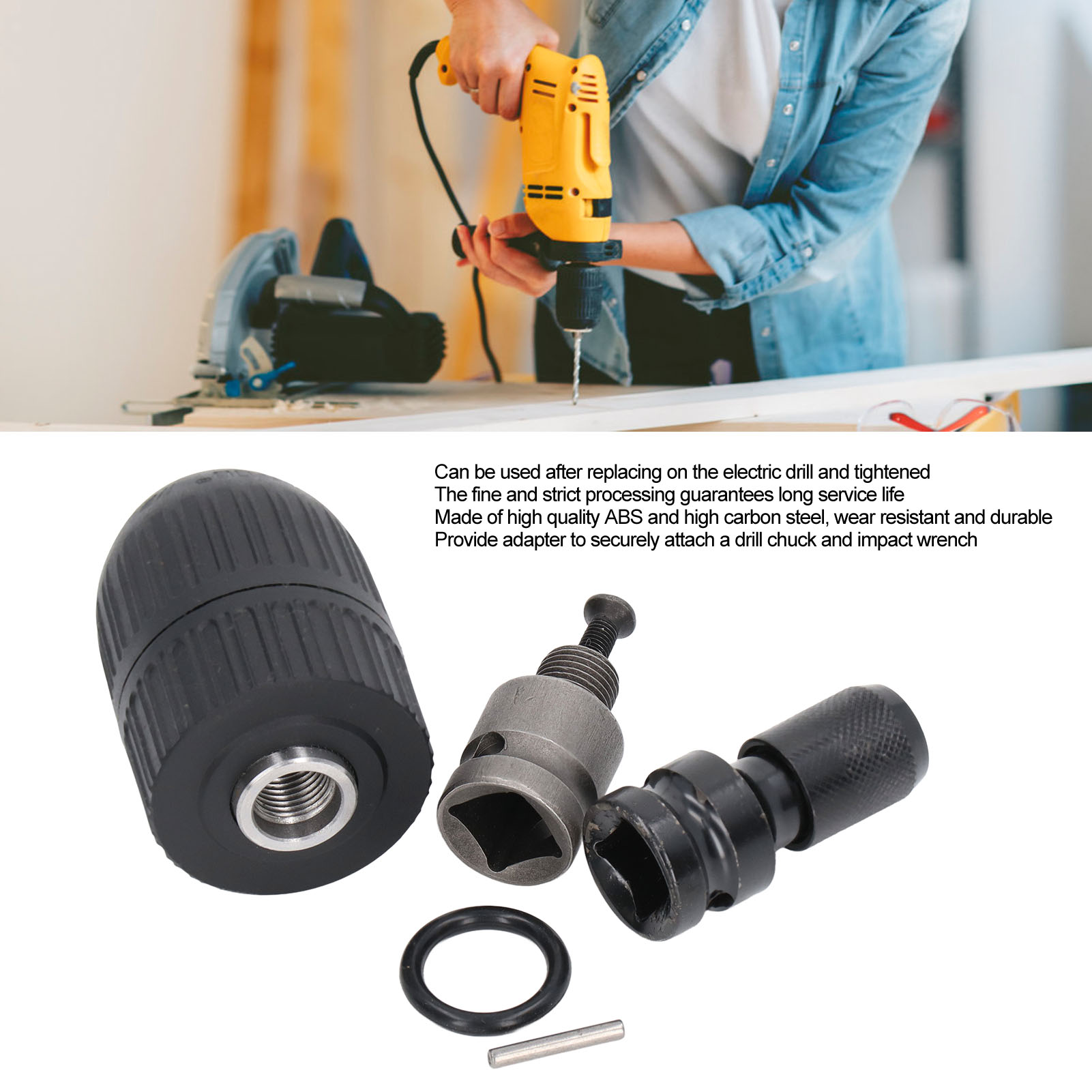 Mandrin de perceuse à serrage automatique, autobloquant, sans clé, perceuse à percussion électrique, mandrin de perceuse électrique à filetage 20UNF, 1 po, 2 po