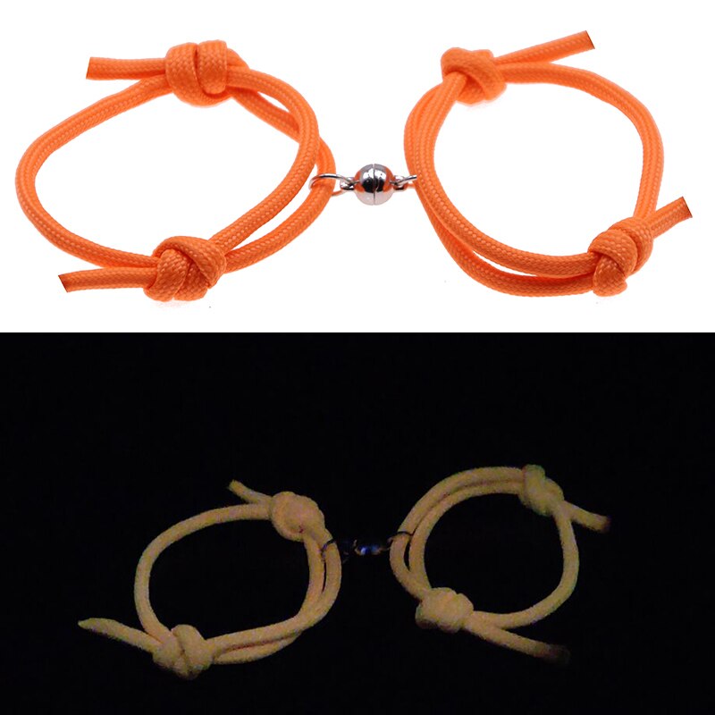 2 stücke glühen in das dunkel Paar Magnet Paar Armbänder Männer und Frauen Charme Mädchen Armbinde Schmuck Liebhaber valentinstag Schild: WJ0038
