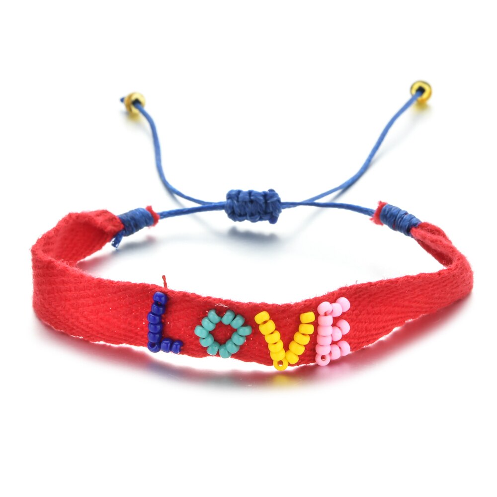 Zmzy bonito pulseiras para meninas jóias miyuki pulseira jóias artesanal arco-íris carta amor jóias por atacado pulsera: SL928