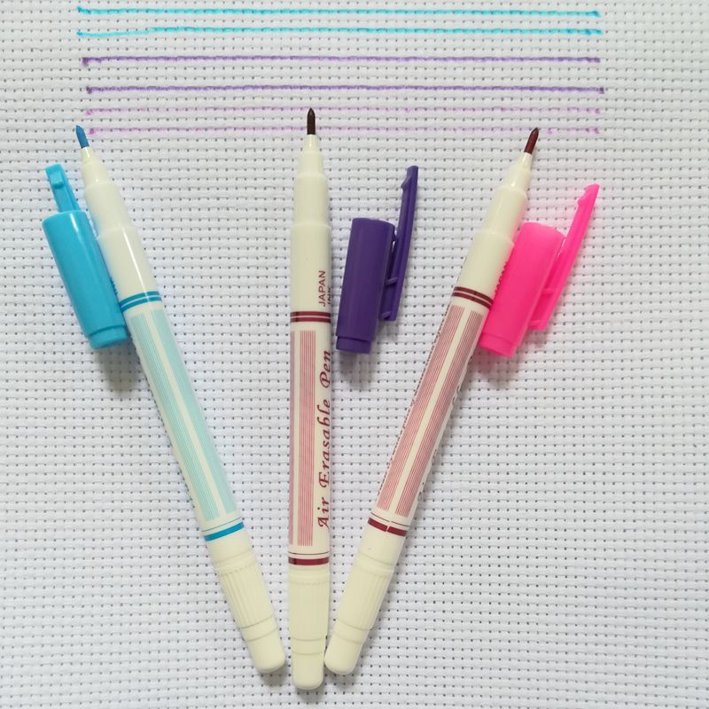 JHG Double Side Blue Water Erasable Pen Purple Fabric Marker Paint Pen Pink Air Erasable Pen Textile Markers Sewing Accessories