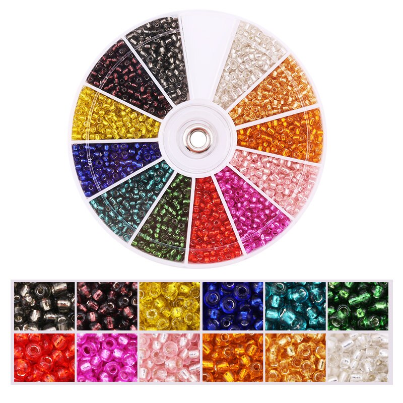 2000pcs/Lot 12Grids Glass Seed Beads Set Charms Jewelry Beads For Bracelet Necklace Earrings Handmade Craft DIY Jewelry Making: Antique Bronze Plated