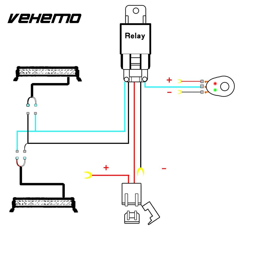 Vehemo Connecting 2 LED Wiring Harness Kit Line Set Fuse Relay Car Tuning for Copper Line Headlight Wiring