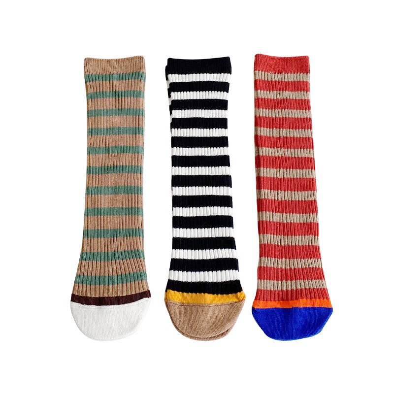 3 paia/lotto calzini per bambini stile coreano Plaid a righe ragazzi e ragazze calzini a tubo calzini alti per bambini calzini per bambini formato libero