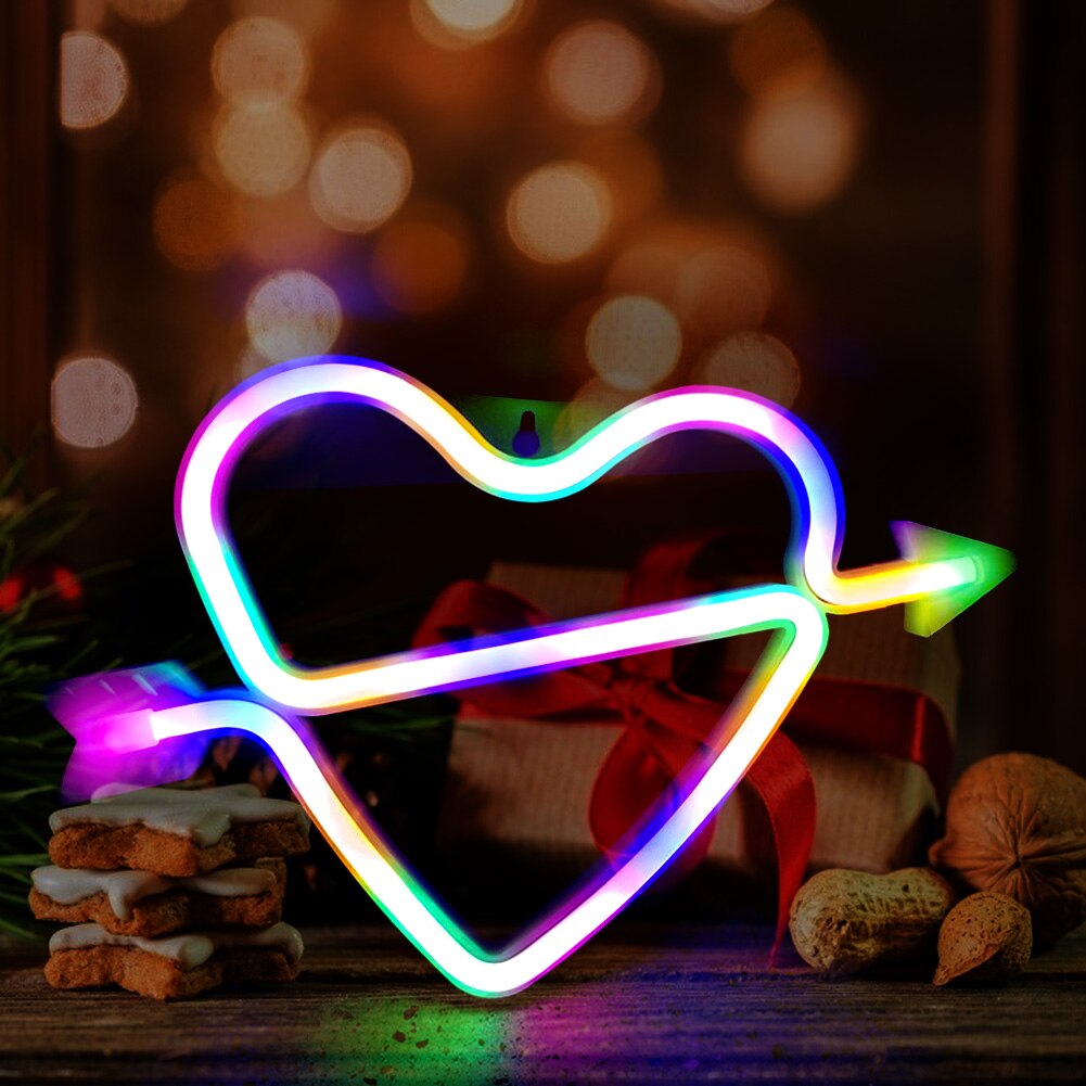 LED Néon Coeur Flèche Forme Arc-En-Ciel Coloré Néon Signe Tenture murale Lampe De Nuit pour La Fête À La Maison De De Festival De Mariage Déco: 07