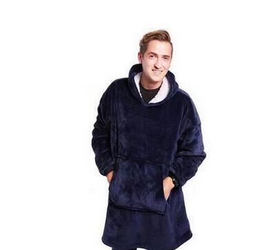Winter Oversized Hoodie Blanket Adult and Children Plush Fleece Sherpa Weighted Blanket With Sleeves Wearable TV Blanket Hoodie: blue