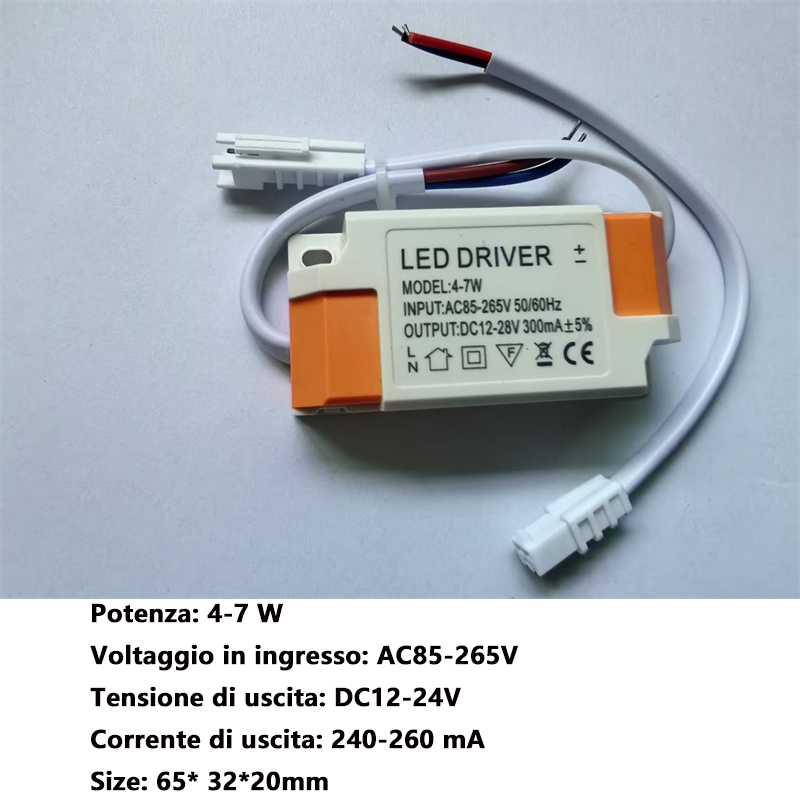 LED-Treiber 260 mA, 1–3 W, 4–7 W, 8–12 W, 12–18 W, 18–24 W, 24–36 W, LED-Treiber, ein Corrente Costante Alimentatore Profi Treiber, LED-Trafo: Schwarz