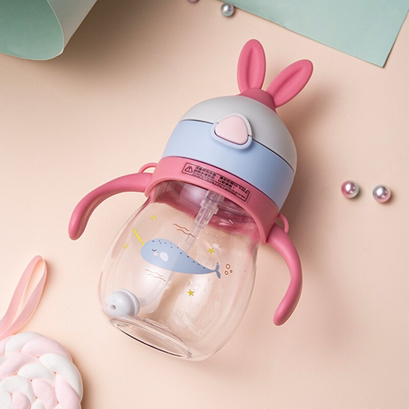 Baby Flasche Anti Koliken Air Vent Breite Hals Natürliche Pflege Fütterung Flasche für Infant BPA FREI 280/320ml baby Pflege mit Strap: Pink-NEW