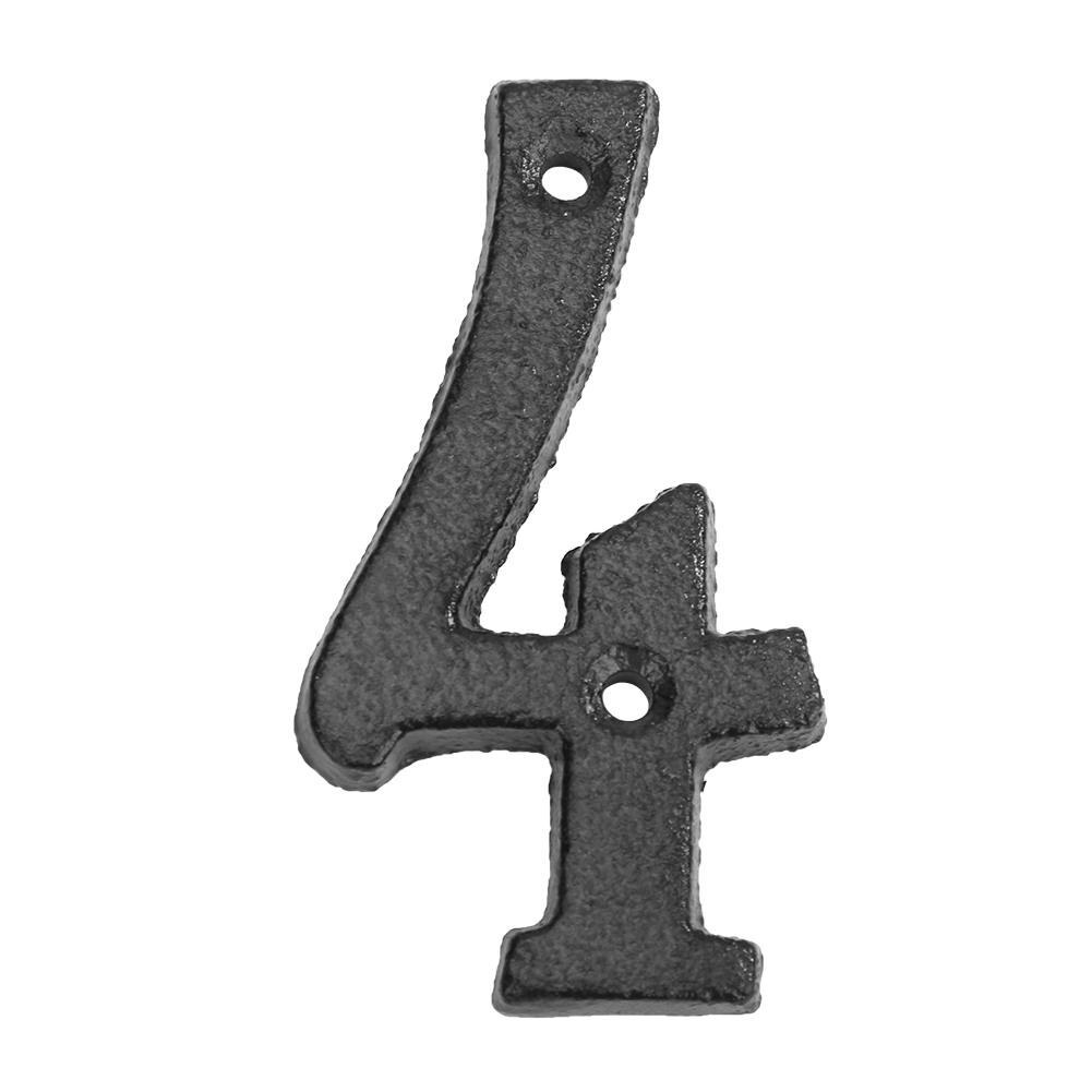 Metal Digital Door Numbers Cast Iron House Sign Doorplate Hotel Apartment Home Street Garden Outdoor Mailbox Numbers with Screws: 4