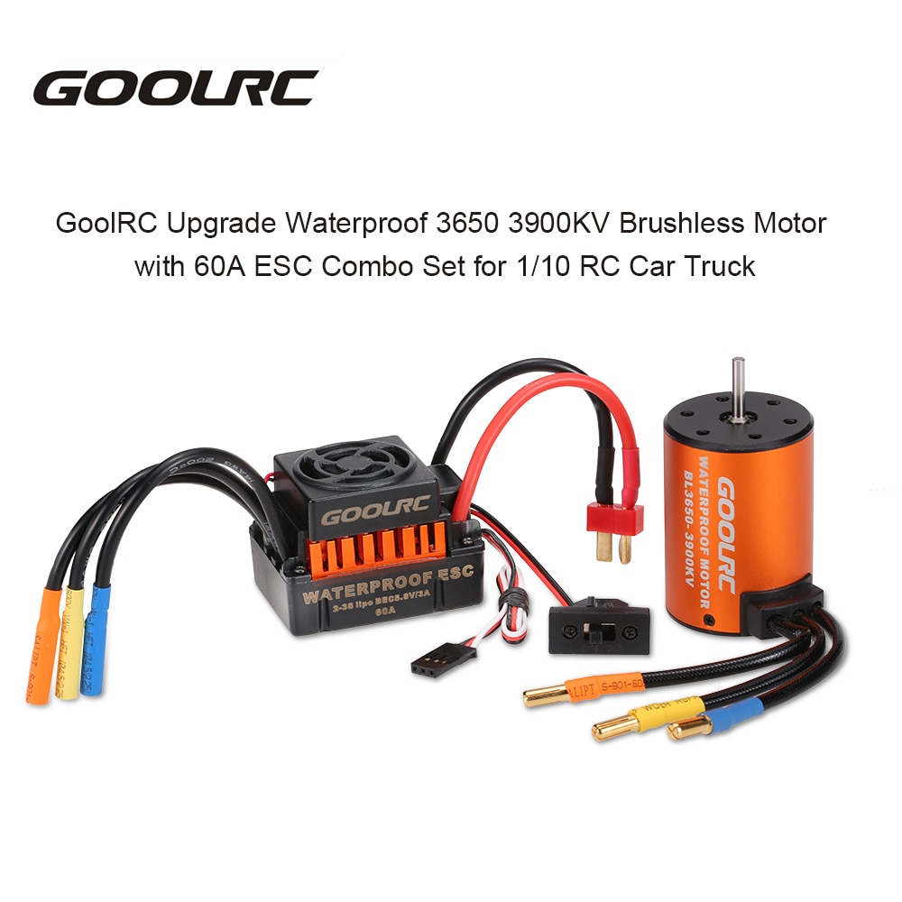 GoolRC Moteur 3650 3660 F540 3500KV 3100KV 3300KV 3800KV 3900KV 4300KV 4370KV Brushless Motor 45A 60A ESC for RC Car 1:10 Parts: 3900KV Motor 60A ESC