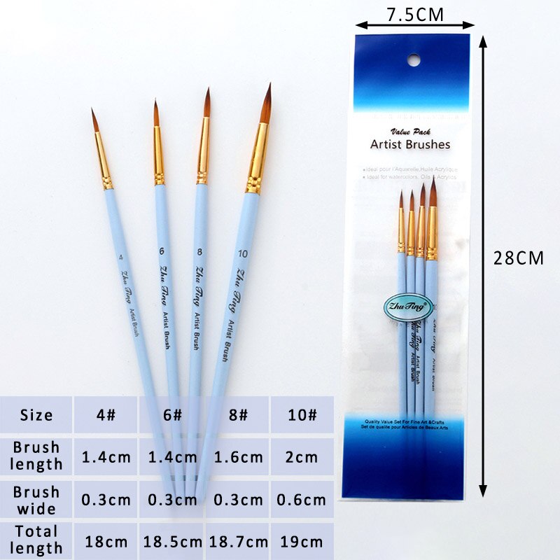 Pinselset Malen für Aquarell, 7 Stück Künstlerpinsel Sable Haar Für Aquarell,Acrylfarben,Gouacheöl,Tempera,Gemälde, Gesichtskörperkunst, Basteln | Echthaar Pinsel Set zum Malen | Blau