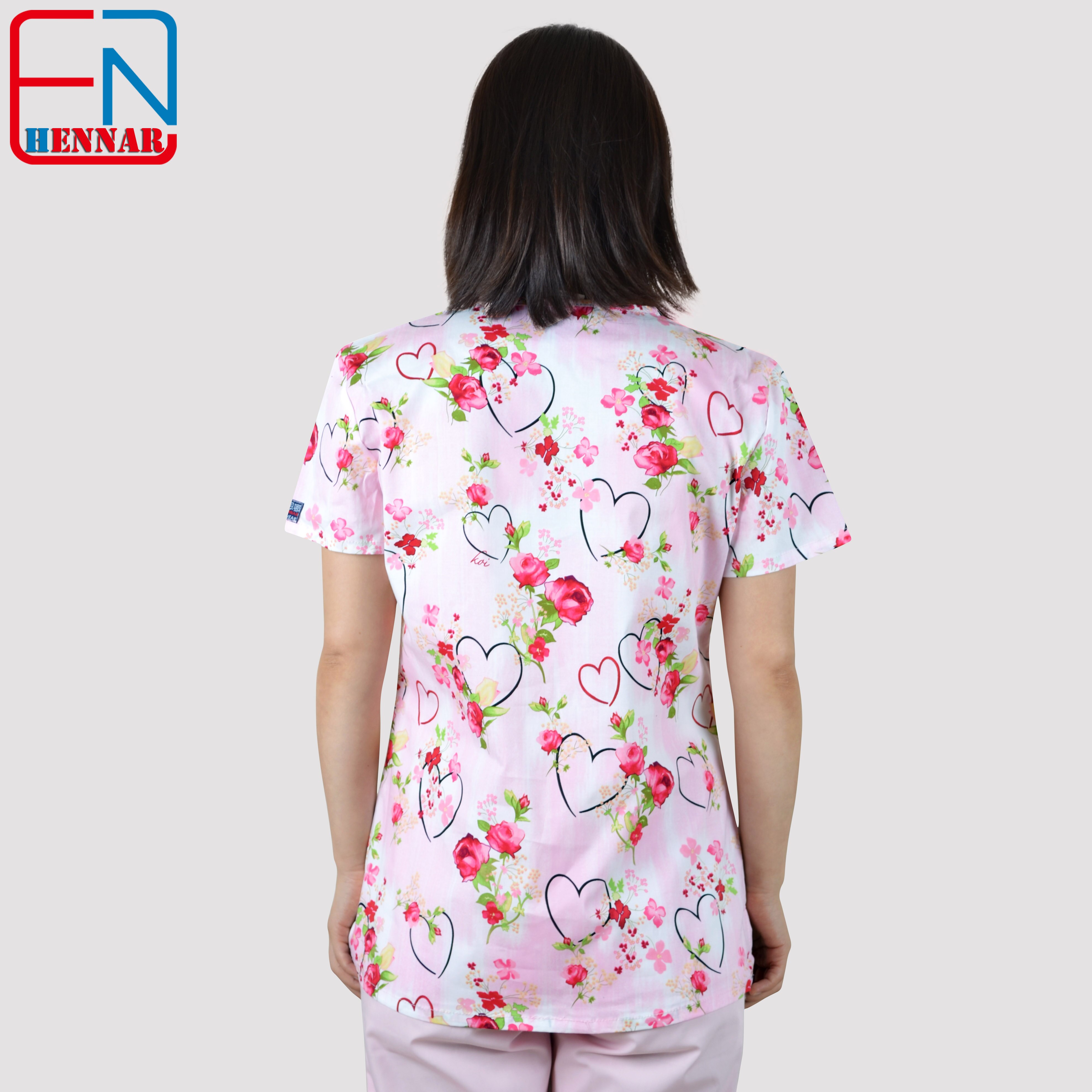 medische scrub tops voor vrouwen chirurgisch scrubs, scrub uniform in 100% print katoen maotou serie