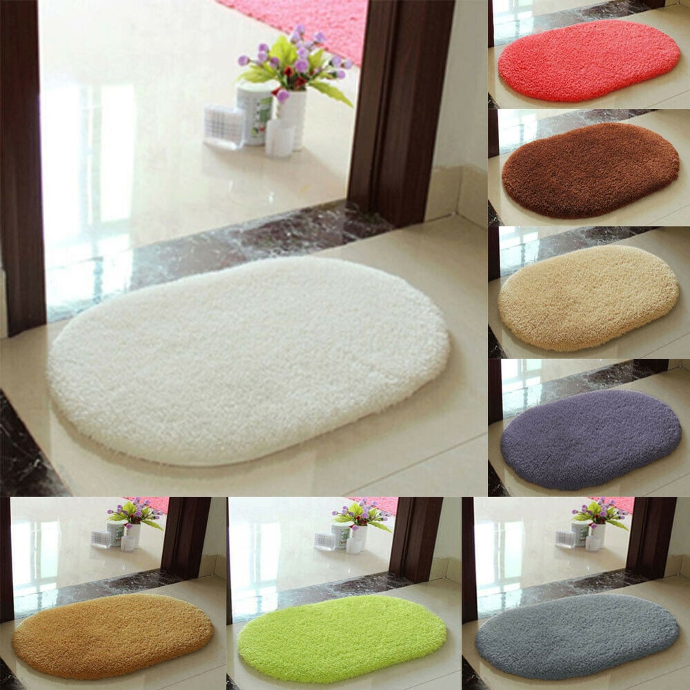 30 x 50/40 x 60cm plys tæpper dejlige lyserøde ovale tæpper stue soveværelse dør gulvmåtte blød varm skridsikker polyester tæppe hjemmeområde