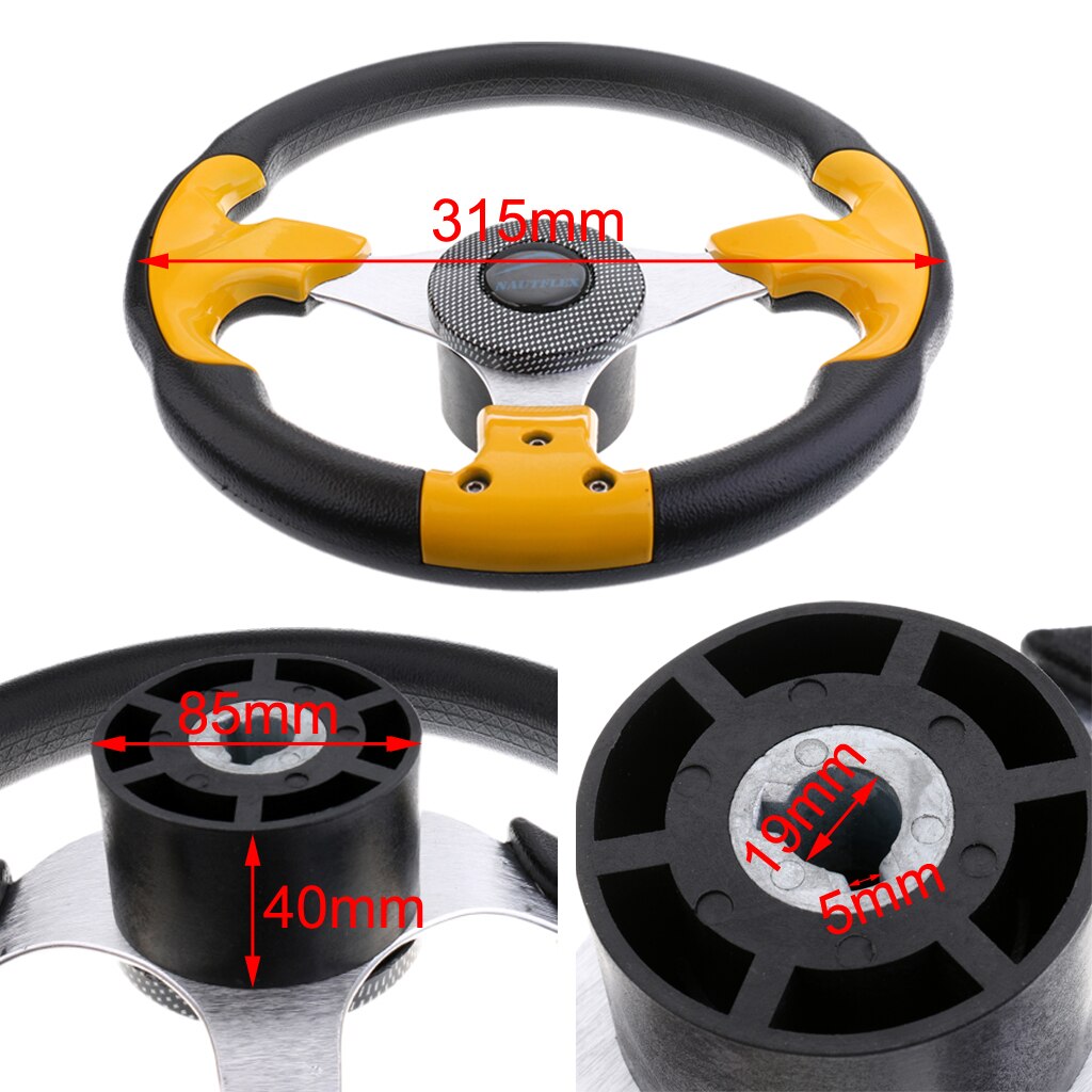 3 Spoke Boat Steering Wheel with Center Cap fits... Grandado