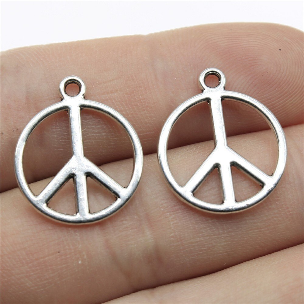 40pcs Peace Charms Pendant Antique Silver Color Peace Symbol Charm Pendants Jewelry Accessories DIY Peace Sign Charms: B10432-21x17mm