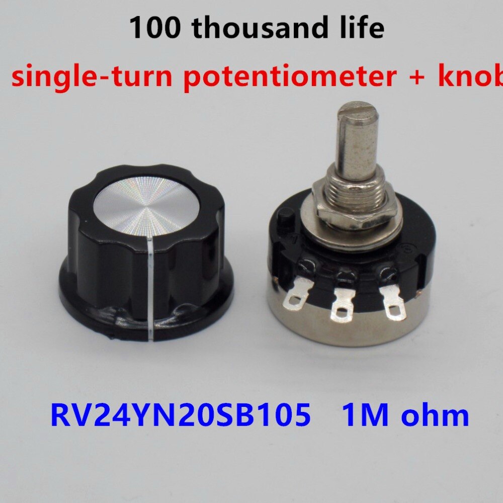 2 piezas RV24YN20S B105 1 m ohm de película de carbono potenciómetro-a potenciómetro + 2 piezas A03 mando