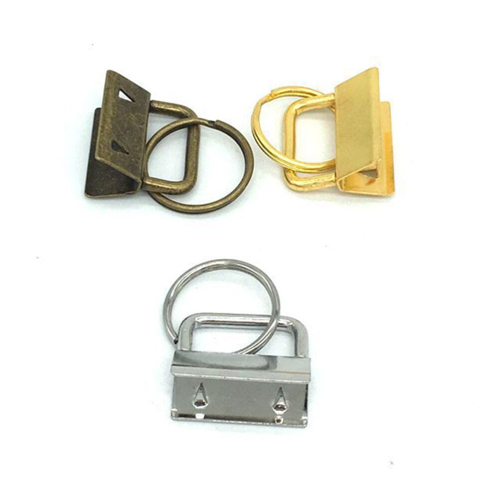 50Pcs DIY Fabric Hardware Key Chain Fob Wristlet Hardware with Key Ring for Lanyard Luggage Strap Accessories（25mm, Silver)