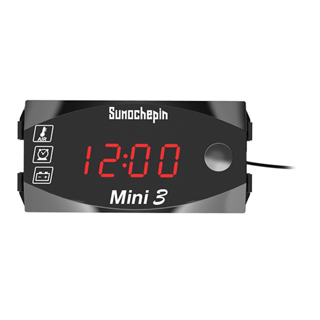 Motorcycle Watch LED Voltage Voltmeter Thermometer IP67 6V-30V Tester