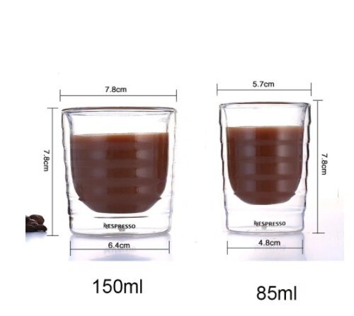 Tasse en verre à café à Double paroi de Nespresso, 85ml 150ml 350ml, après le thé, 1 pièce