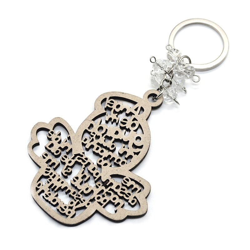 Key Ring Round Hang Hoop Angel Boys Girls Love Holy Grail Cross Wooden Pendants Keychain DIY Wedding Decorations Accessories