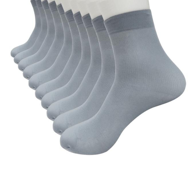 Socken Frauen Bambus Faser Ultra-dünne Elastische Seidige Kurze Seide Strümpfe Männer Socken 1 Paar-10 Paare: 10Paare grau