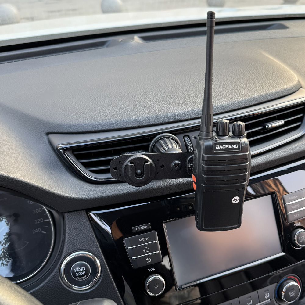 Bilholder til tovejsradioer og håndholdt ptt-mikrofon, højttaler i bilen, stander, walkie-talkie-beslag i bilens luftudtag