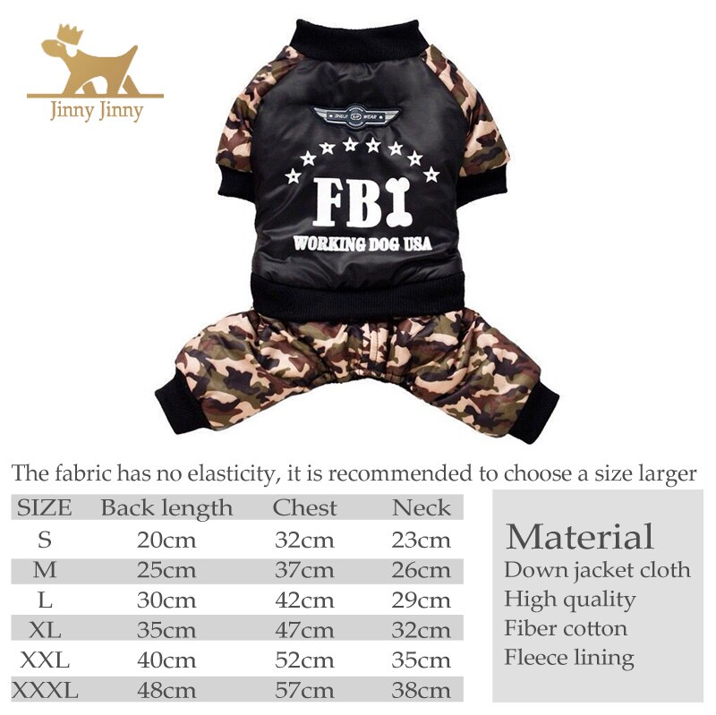 Ropa de camuflaje para perro, suéter resistente al agua para perros pequeños y medianos, Invierno: XL 3-4.5kg