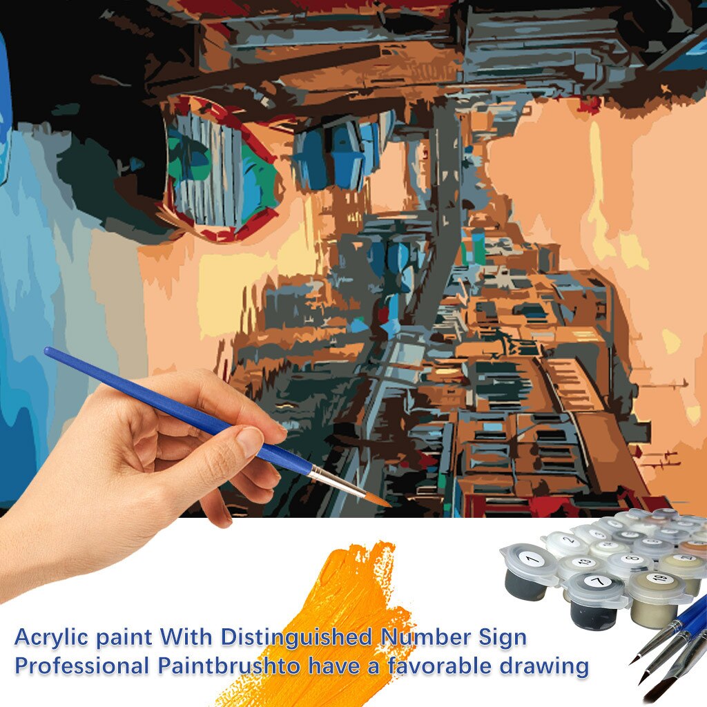 Diy pintura cuadro hecho a mano Multicolor patrones Kit colorear cuadros por números pinturas al óleo decoración del hogar: B