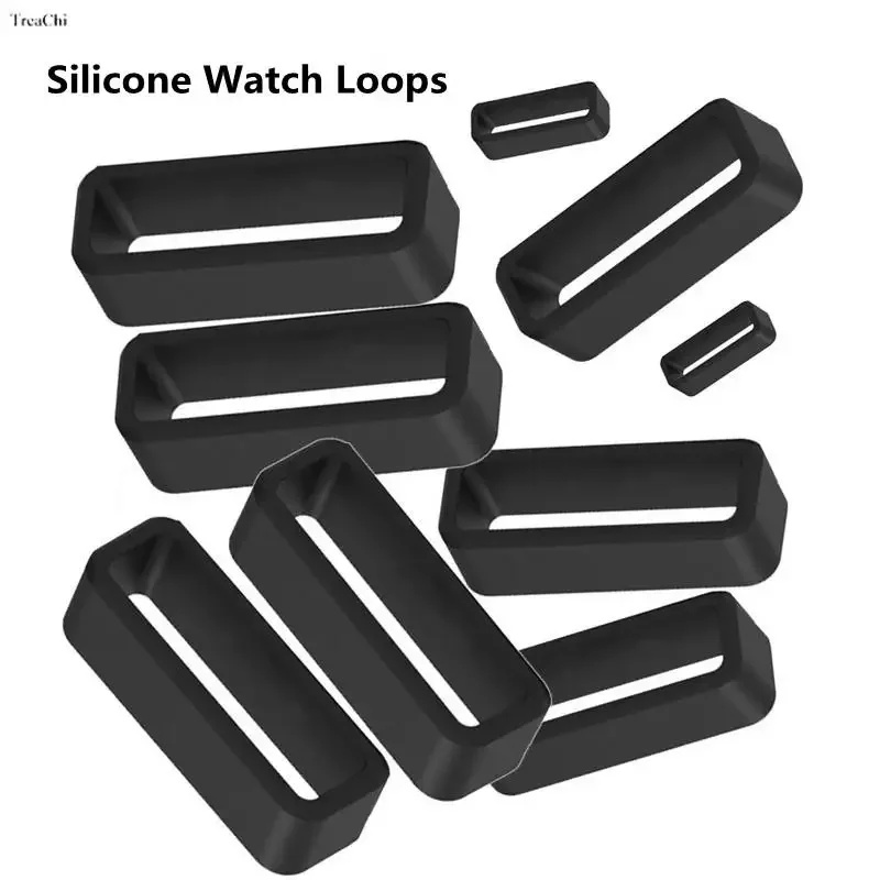 Rubberen horlogebanden Zwarte band Loop Ring Siliconen horlogebanden Accessoires Houder 12 14 16 18 20 22 24 26 28 30 mm Locker 4 stuks