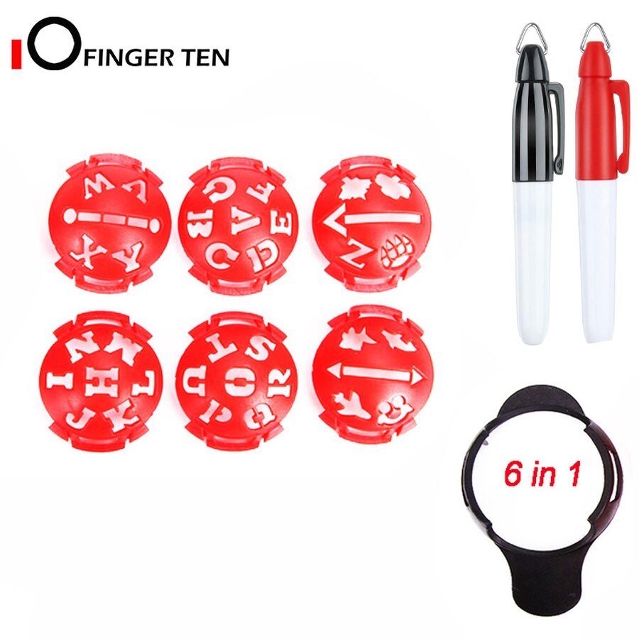 6-in-1 Golf Ball Line Liner Marker Marks Template Draw Positioning Template Alignment Putting Tool Putt Linear: 6-in-1