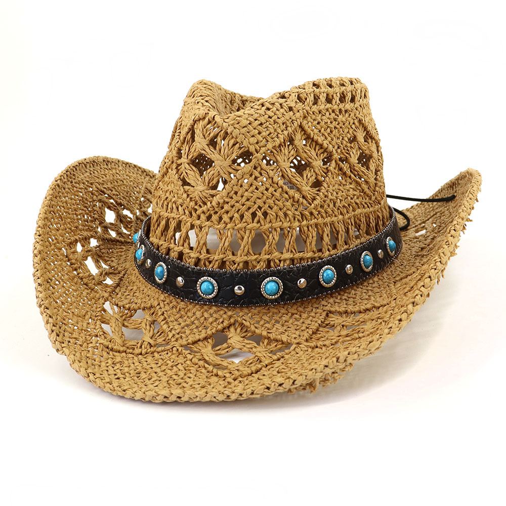 Western Cowboy Strohoed voor Dames Heren Handgeweven Brede Rand Ademend Outdoor Strand Zonbescherming Hoed Sombrero Vaquero