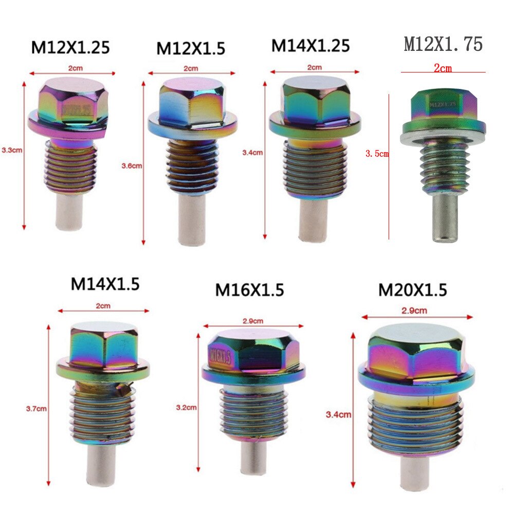 M12 M14 M16 M20*1.5 / 1.25 Neo Chrome Aluminum Magnetic Oil Drain Bolt Oil Sump drain plug nut Oil Drain Plug Magnetic