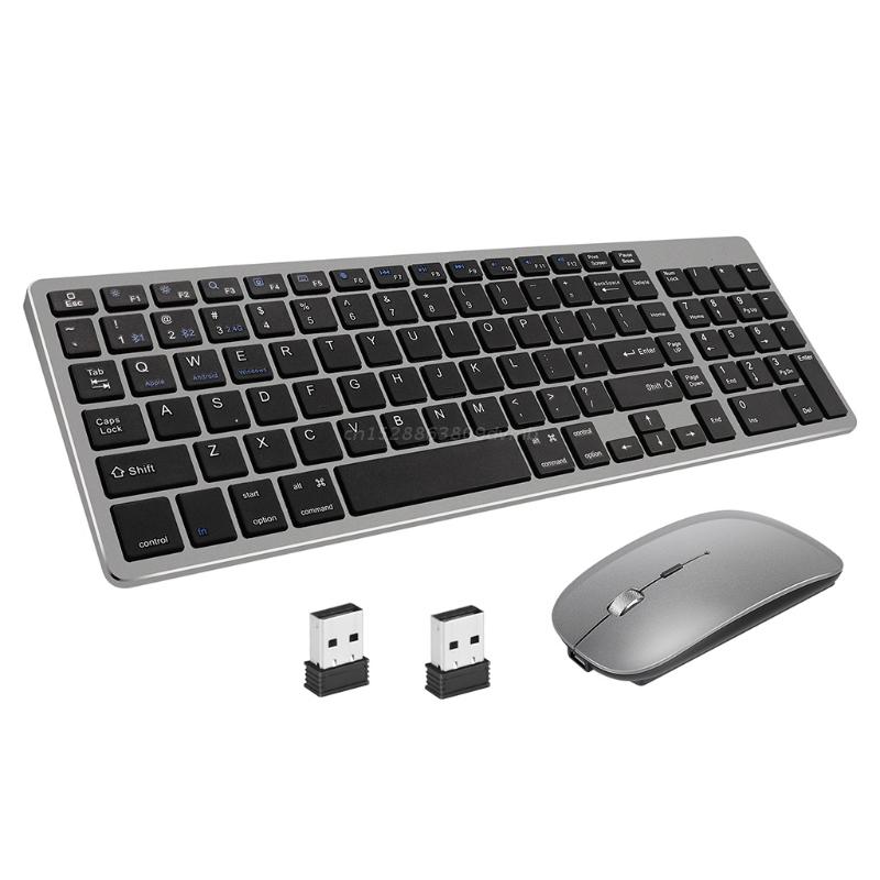 Wireless Keyboard and Mouse Combo Mechanical Bluetooth-compatible3.0 5.0 Sleek Rechargeable Dual-mode Durable USB T84C: black