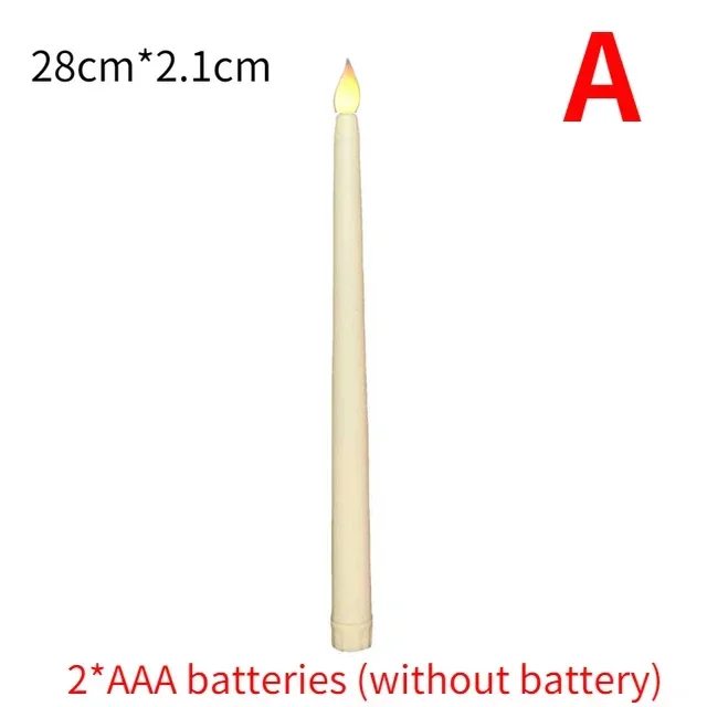 Long Christmas LED Candles Flameless Battery Powered Pointed Candle Light Church Flickering Candle Light Festival Party Decor: Warm White / Dark Khaki