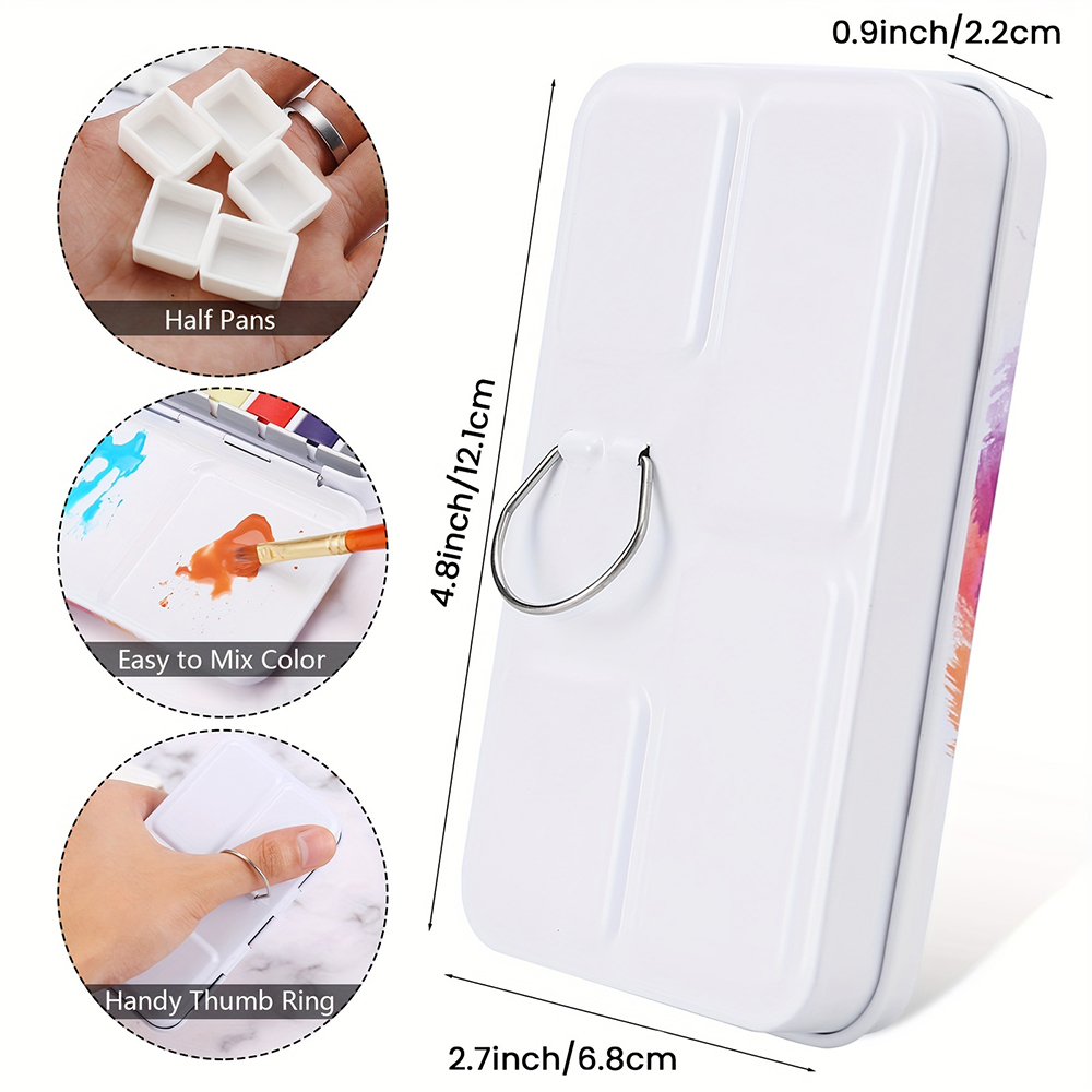 Paleta de acuarela vacía, caja de pintura de paleta de lata de acuarela vacía de Metal con 14 Uds. De medias sartenes para paleta de acuarelas de viaje DIY