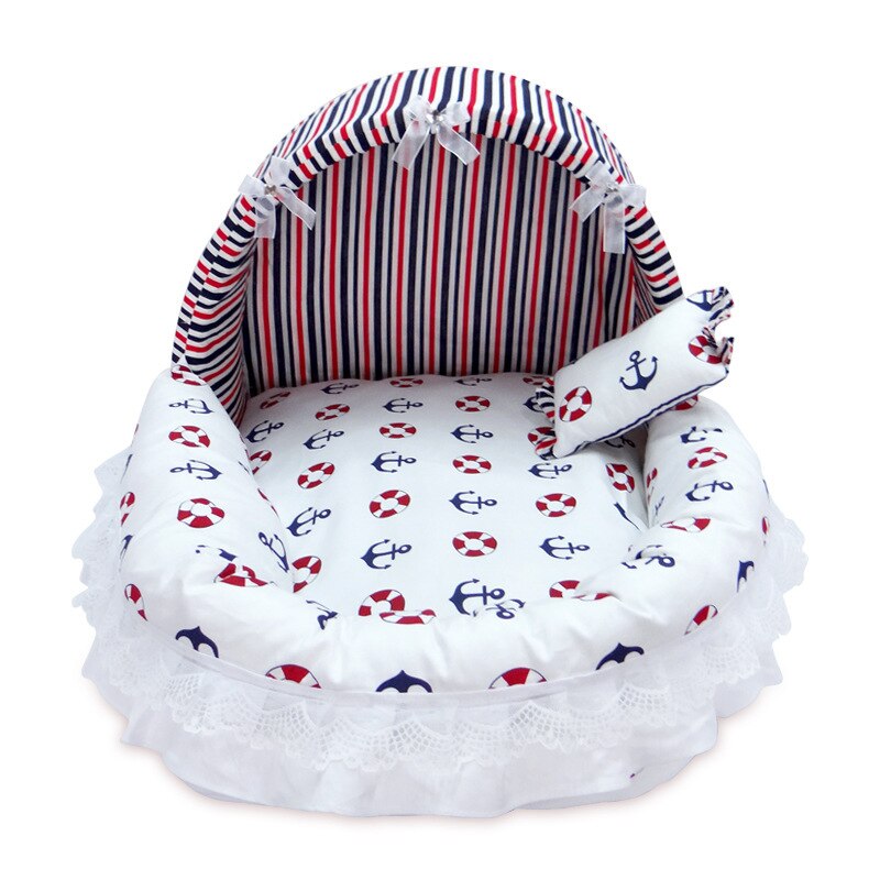 Luxury Princess Dog Bed Warm Fleece Lace Puppy House Pet Cozy Nest Kennel Sleep Cushion Washable Cat Dog Beds Dog Sofa Mat