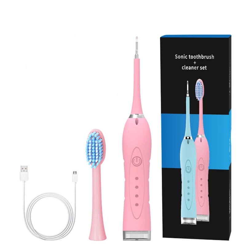 Haushalt Zahnstein Entferner Elektrische Zahnstein Entferner Zahnstein Ultraschall Bleaching USB Aufladbare Zahn Reiniger Tragbare: A-PINK