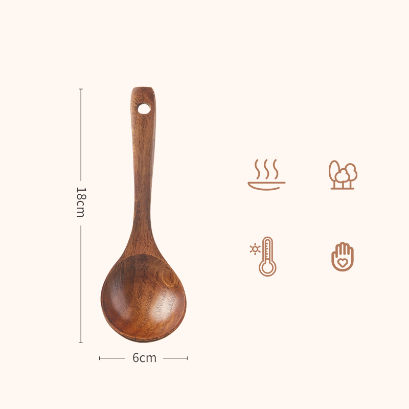 Cuillère en bois naturel pour ustensiles de cuisine, ustensiles antiadhésifs, cuillères de cuisine faites à la main, ensembles de vaisselle, outil de cuisine: Argent