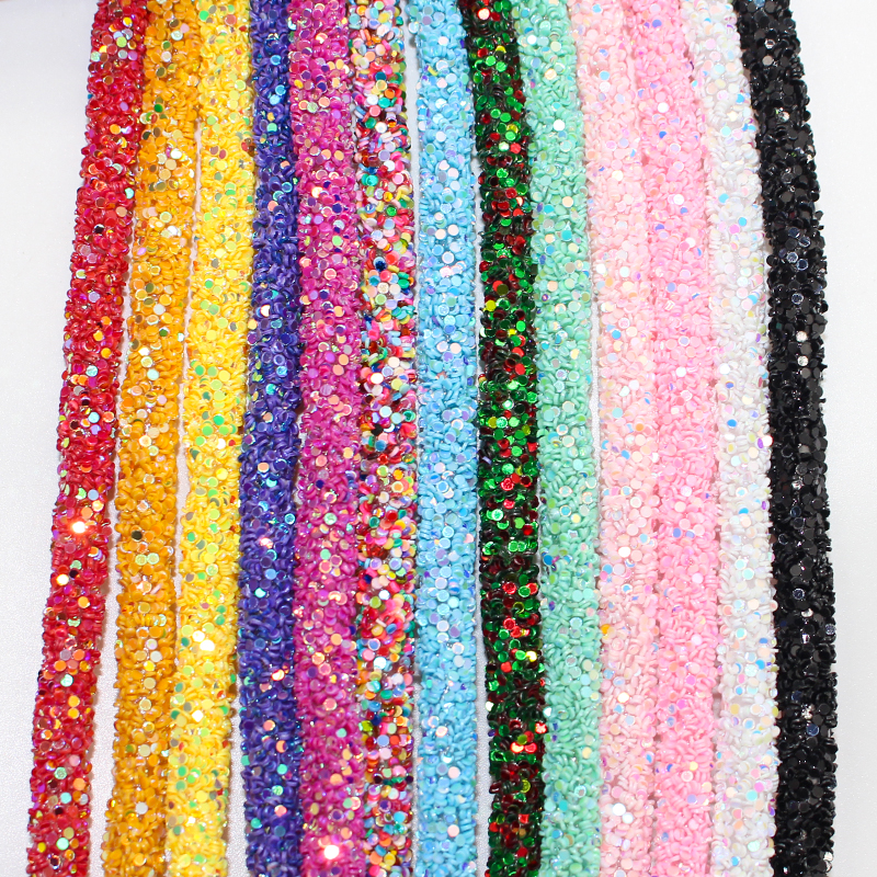 1 yards Kerst Kleur Glitter Steentjes Pailletten Passementen Zachte Buis Koord Touw DIY Kledingstuk Schoenen Feestdecoratie Bruiloft