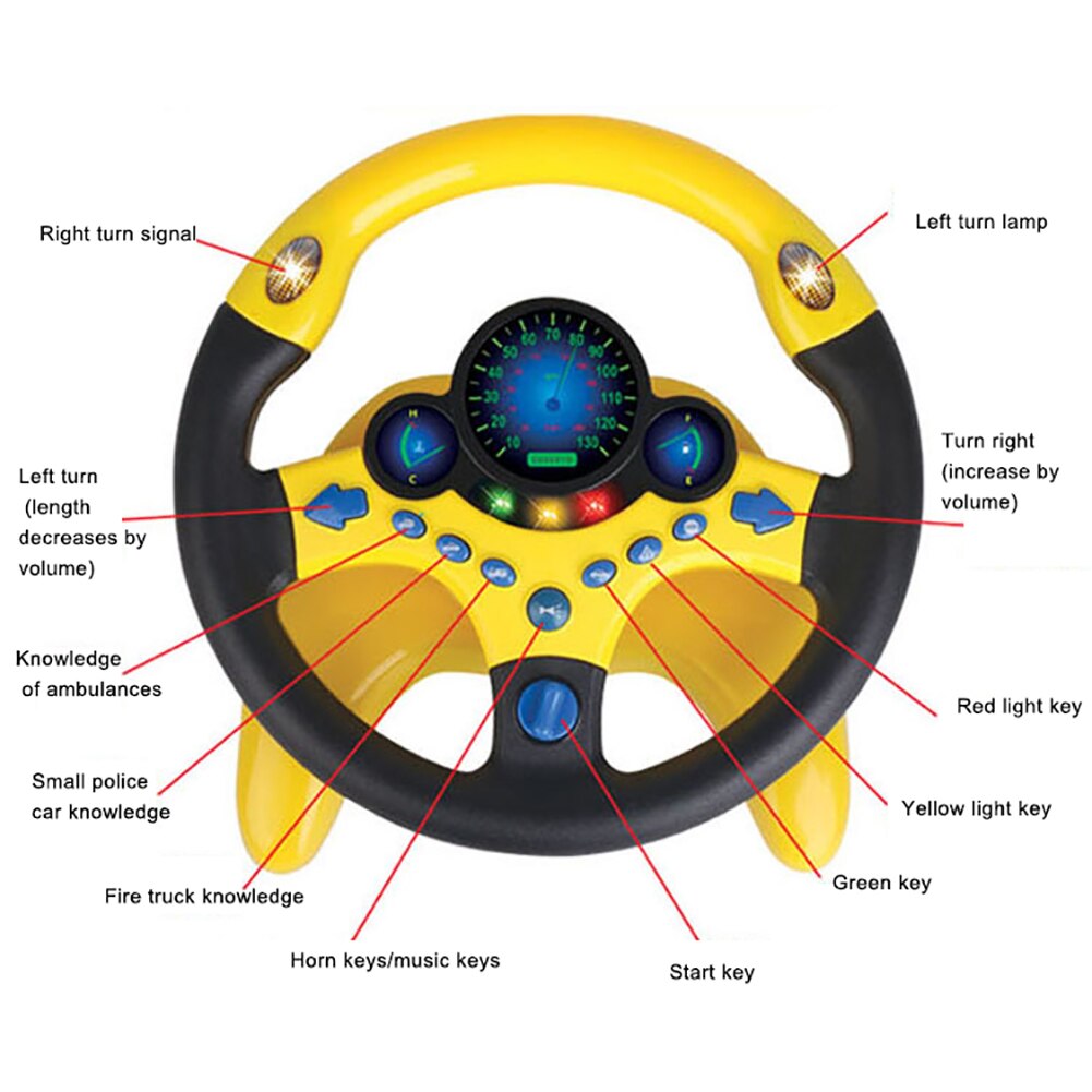 Pretend Play Electric Steering Driving Wheel Sound Light Education Kids Toy perfect or birthday your little racer