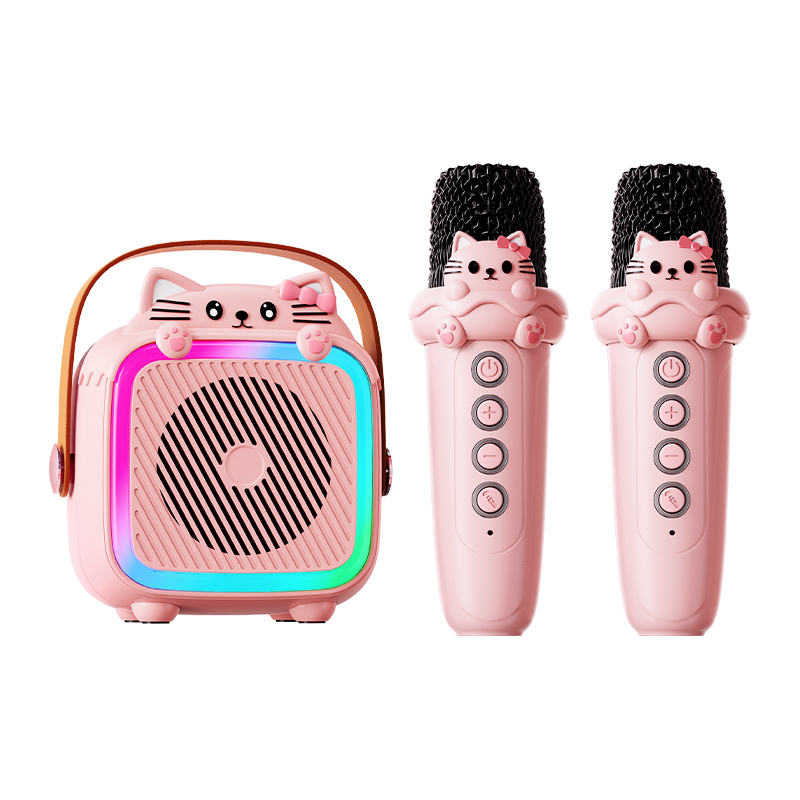 Karaoke Machine 5.3 Bluetooth Speaker System 3D Surround Speakers Wireless Microphones Home Family Singing Children's Kids: PURPLE