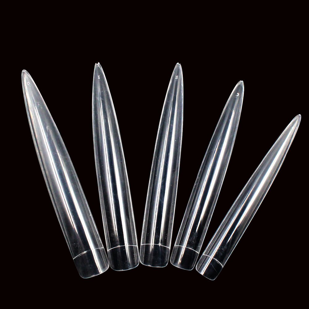 Franse Extreme Lange Stiletto Sharp Ending Salon False Nail Tips Clear/Natuurlijke Lange Concurrentie Kunstmatige Nagels