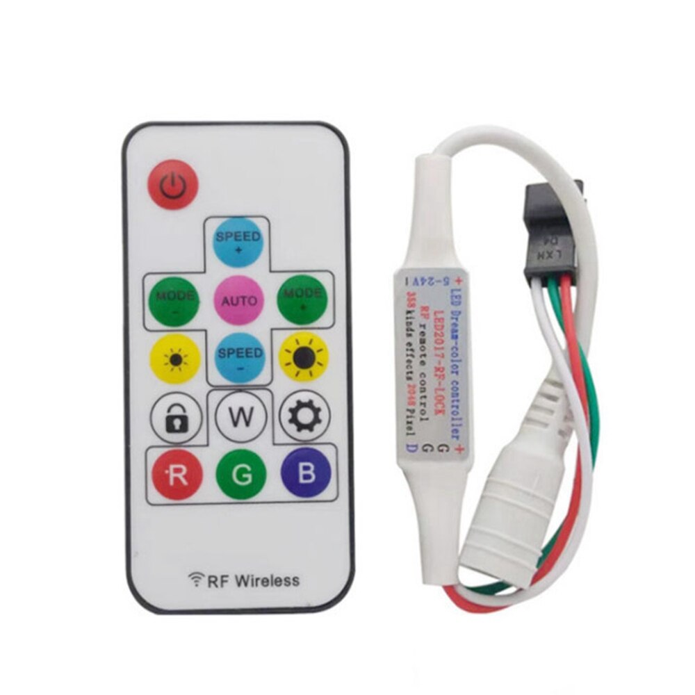 14-Key RF Remote Control 14-Key RGB Wireless Remote Control Mini RF LED Controller DC5-24V WS2812 WS2811 Led Strip: Default Title