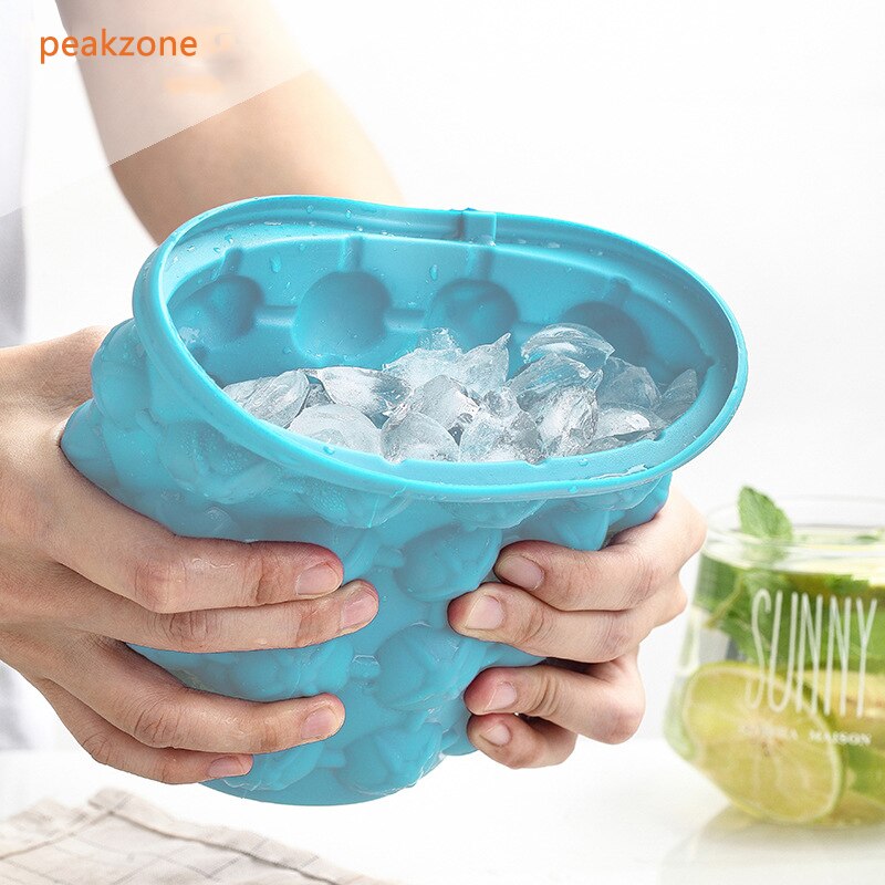 Outdoor round plastic ice bucket with lid Silicone ice bucket Bar double-layer champagne wine beer bucket
