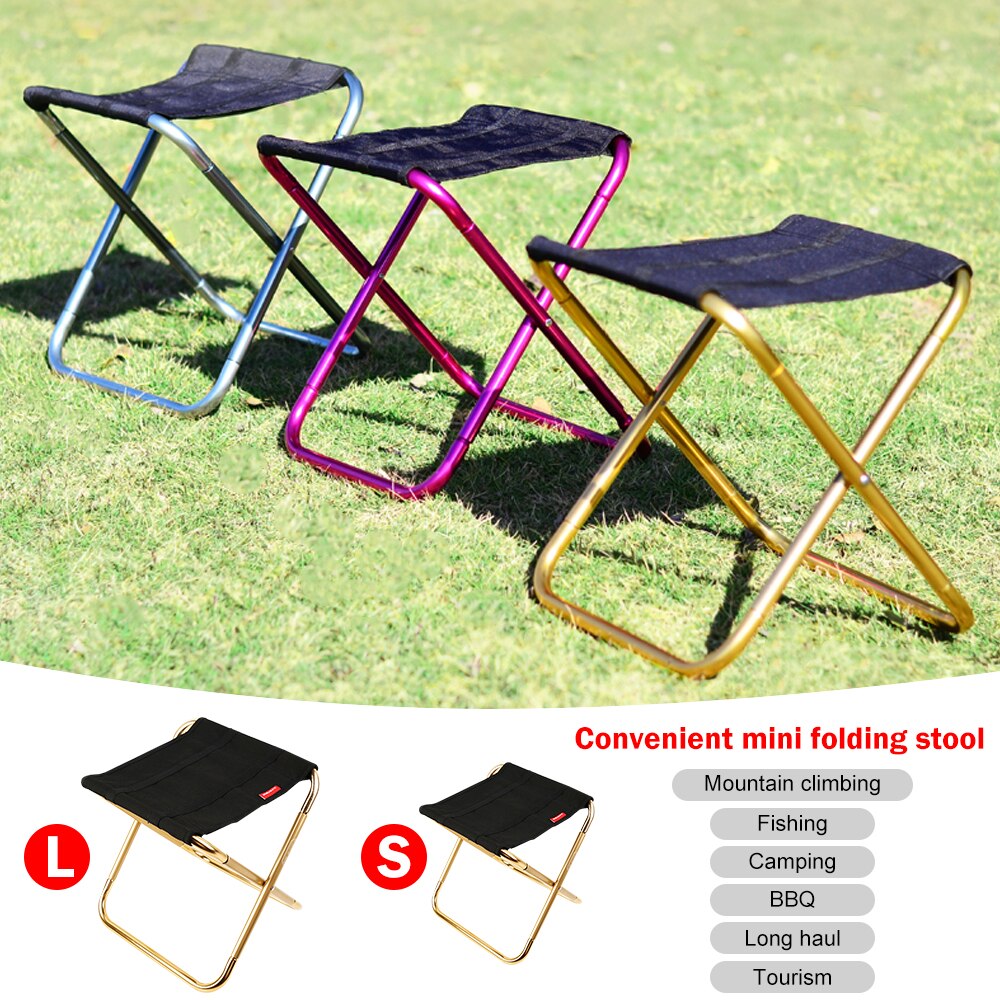 sfit Outdoor Foldable Fishing Chair Ultra Light Weight Portable Folding Camping Aluminum Alloy Picnic Fishing Chair with Bag&